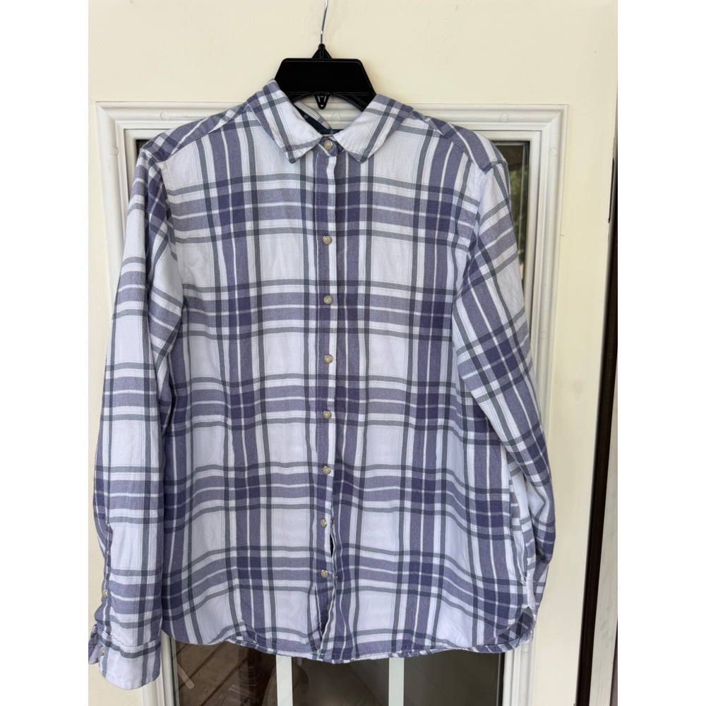 Jachs Girlfriend Long Sleeve Snap Button Up Collared Plaid Shirt Women's Size Md